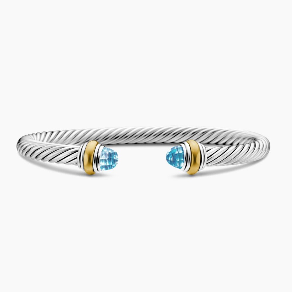 David Yurman Cable Classics Bracelet with Blue Topaz and Gold
